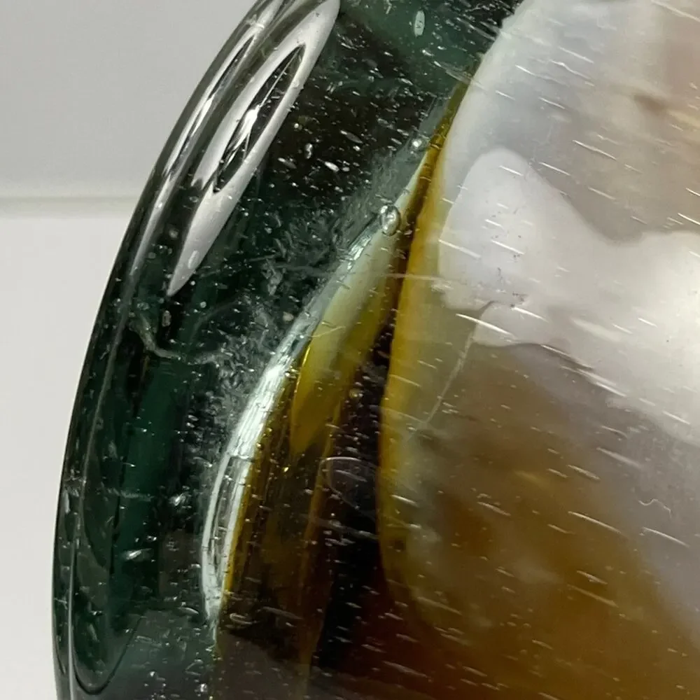 Hand Blown Stretch Art Glass Basket Vase MCM Amber Brown 11" - Picture 11 of 11